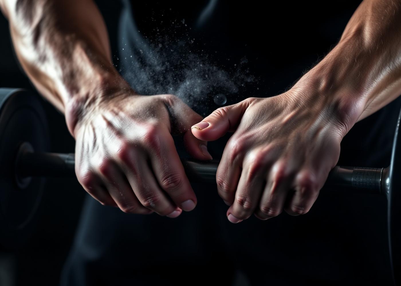 Hands gripping a barbell